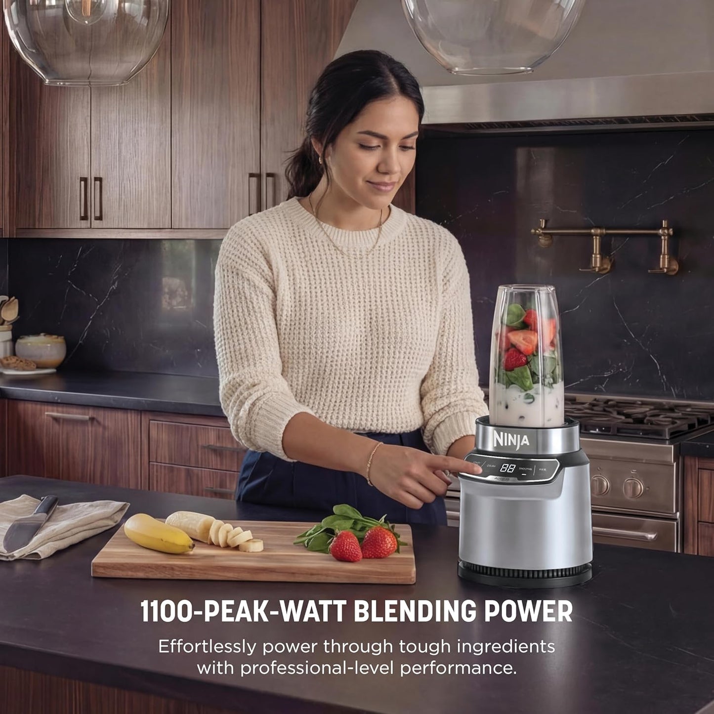 Ninja Blender | Nutri Pro | Auto IQ Smoothie Maker with 2 To-Go Cups & Lids | 1100W Silver