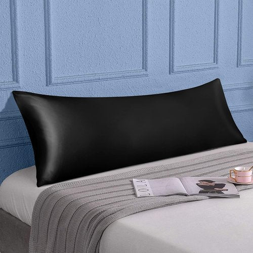 FLXXIE Satin Pillowcase - Luxury Soft Silk for Hair & Skin | 20x54 Inches, Black