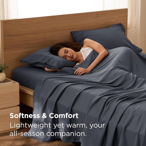 Bedsure Twin Sheets Set - Soft & Breathable 3-Piece Bedding - Hotel Luxury Microfiber - Dark Grey