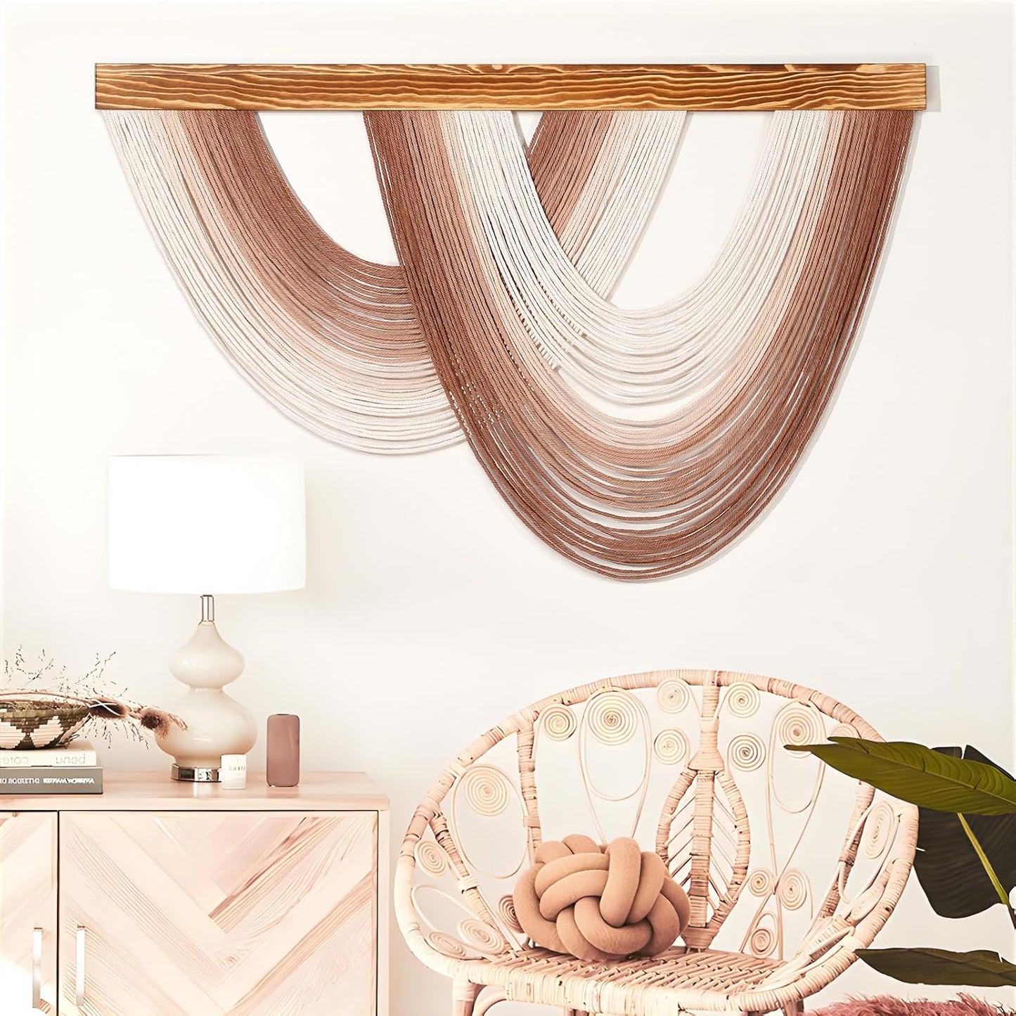 Osunnus Boho Dip Dye Macrame Wall Hanging Large Tie Dye Mountain Tapestry Handmade Ombre Woven Wall Art Decor for Living Room Bedroom 43" W x 28" L