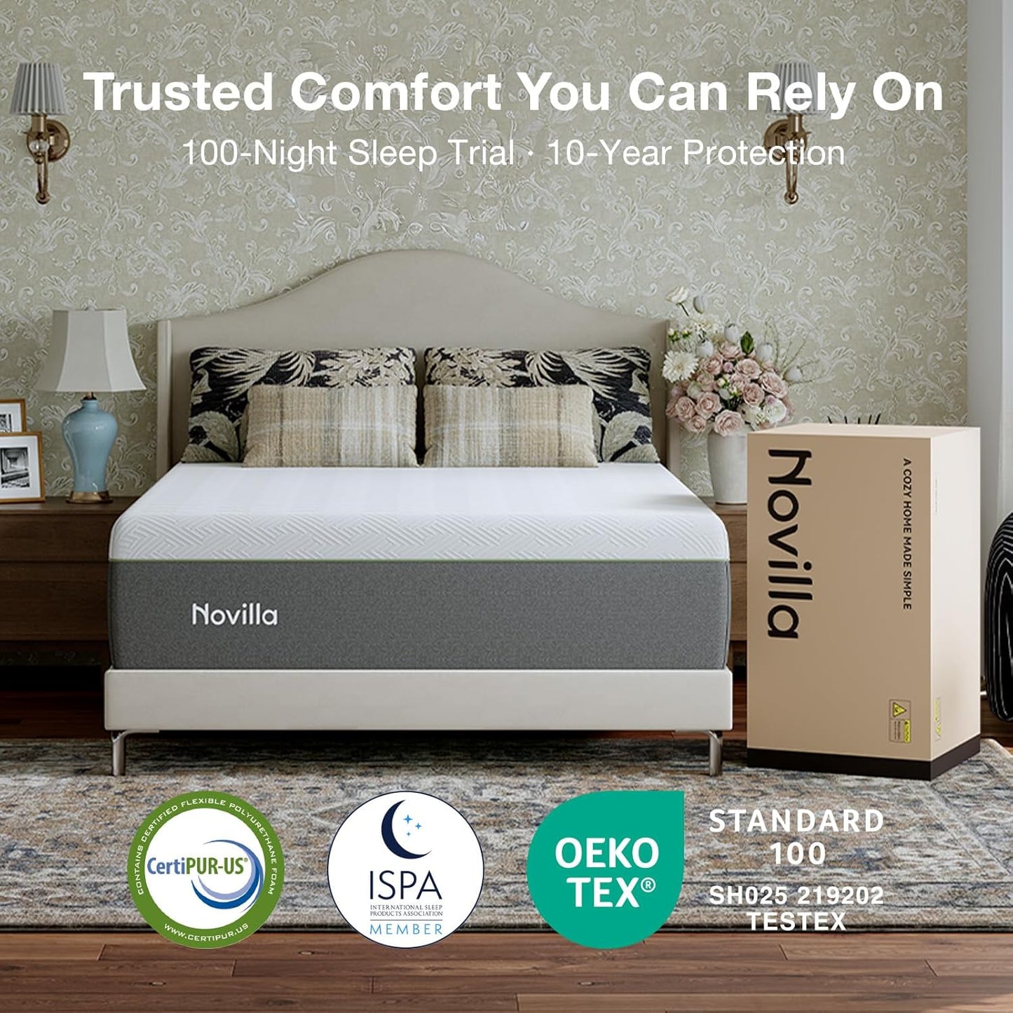 Novilla Bliss King Size Mattress - 14 Inch Gel Memory Foam for Cooling Comfort & Pressure Relief