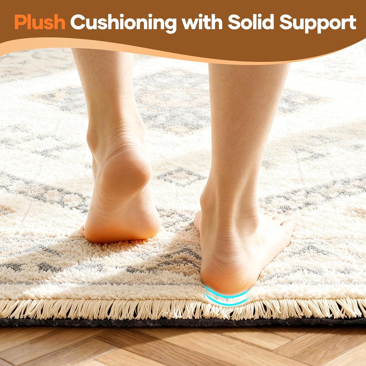 Veken Non-Slip Rug Pad Gripper - Cushioned Felt & Silicone Backing | 9 x 12 Ft, 1/4 Inch Thick