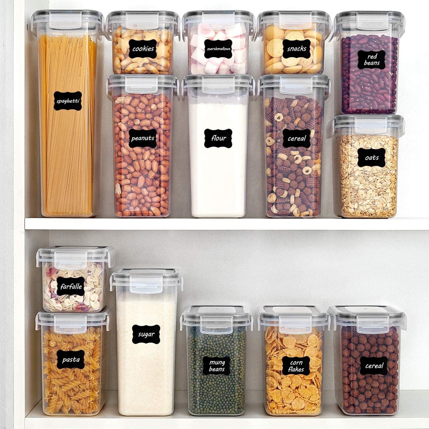 Vtopmart 32-Piece Airtight Food Storage Container Set - BPA-Free Plastic Canisters with Lids for Cereal, Flour & Sugar