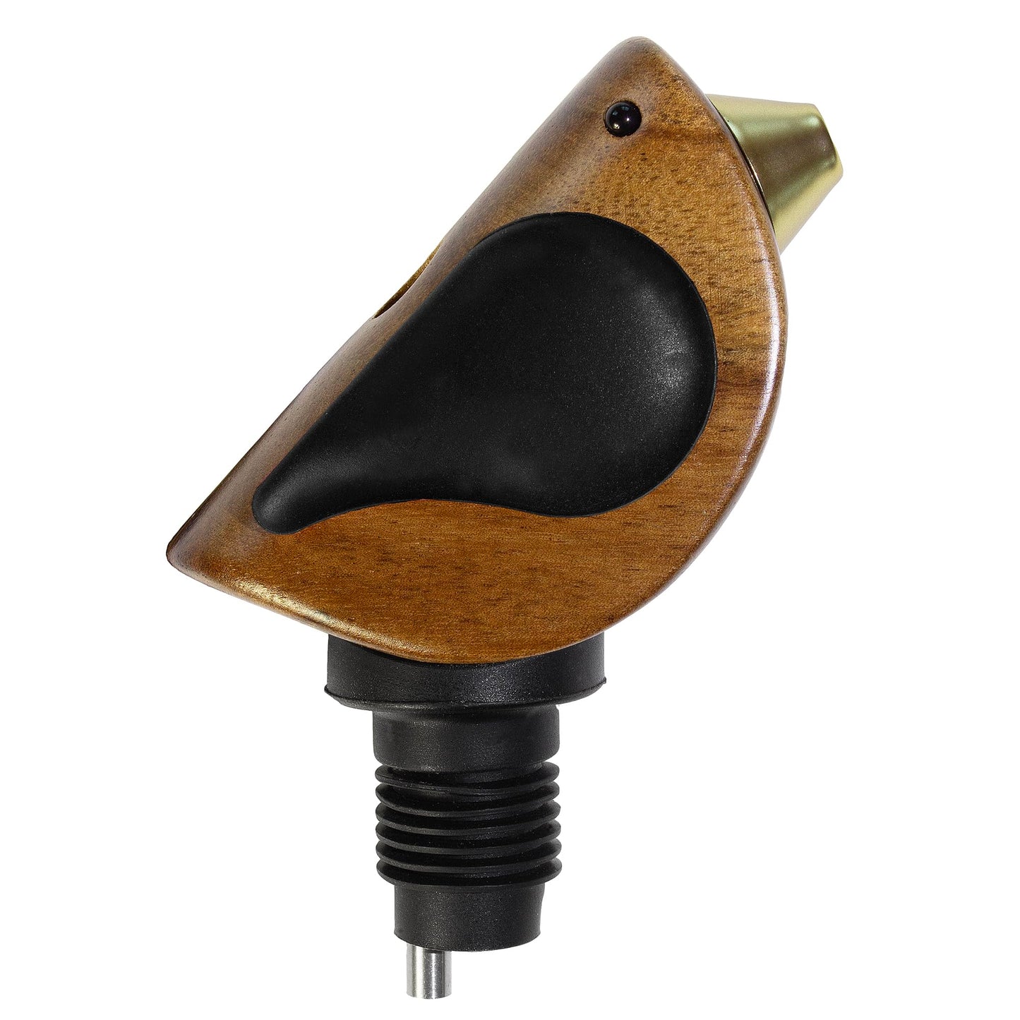 Songbird Specialties Wine Bottle Pourer, Fun Wine Pourer Spout Sings While It Pours, Airtight Wine Bottle Sealer, Acacia Wood with Black Wings