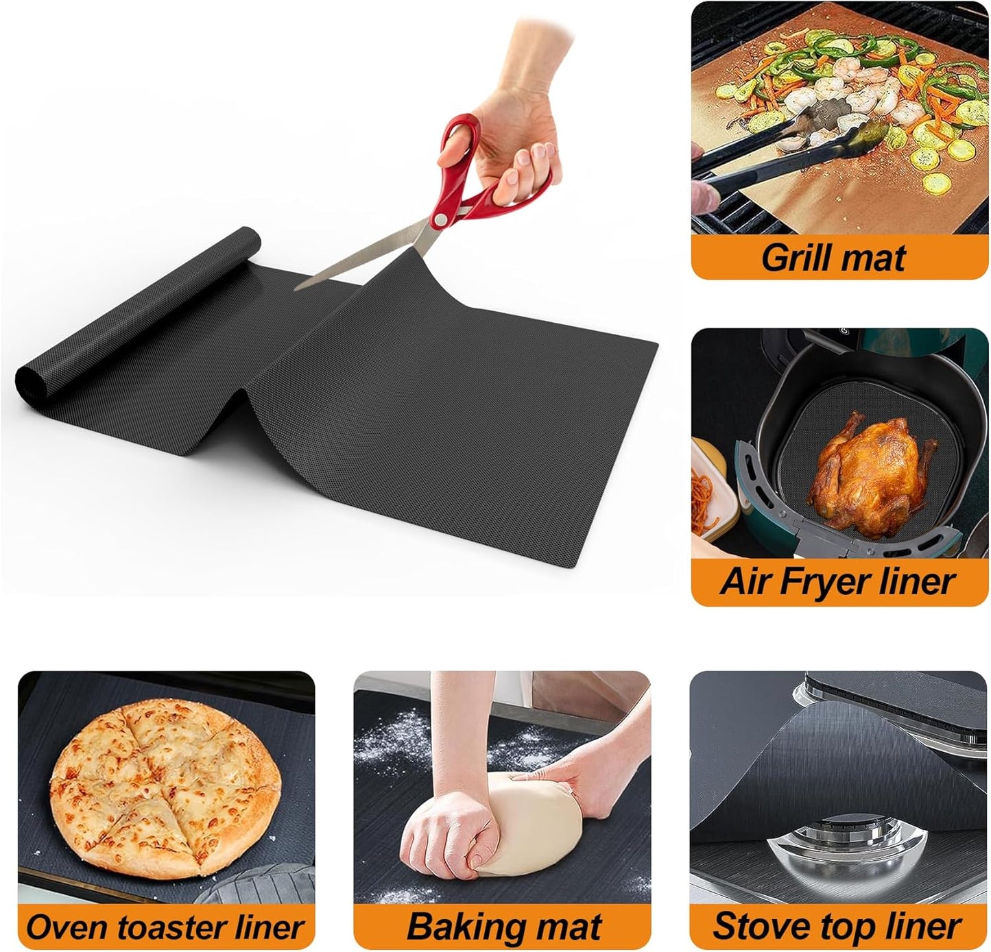 UBeesize 75-Inch Reusable Oven Liners - Heavy-Duty Non-Stick Teflon Mats for All Ovens & Grills