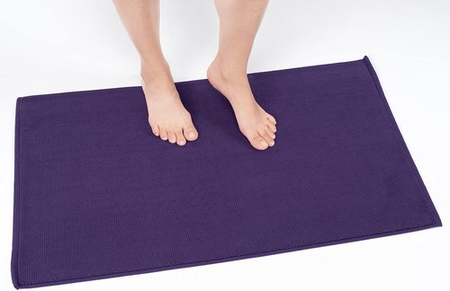 Cotton Paradise 100% Cotton Bath Mat - Non-Slip, Soft & Absorbent | Quick-Dry, 20x34 Inch, Purple