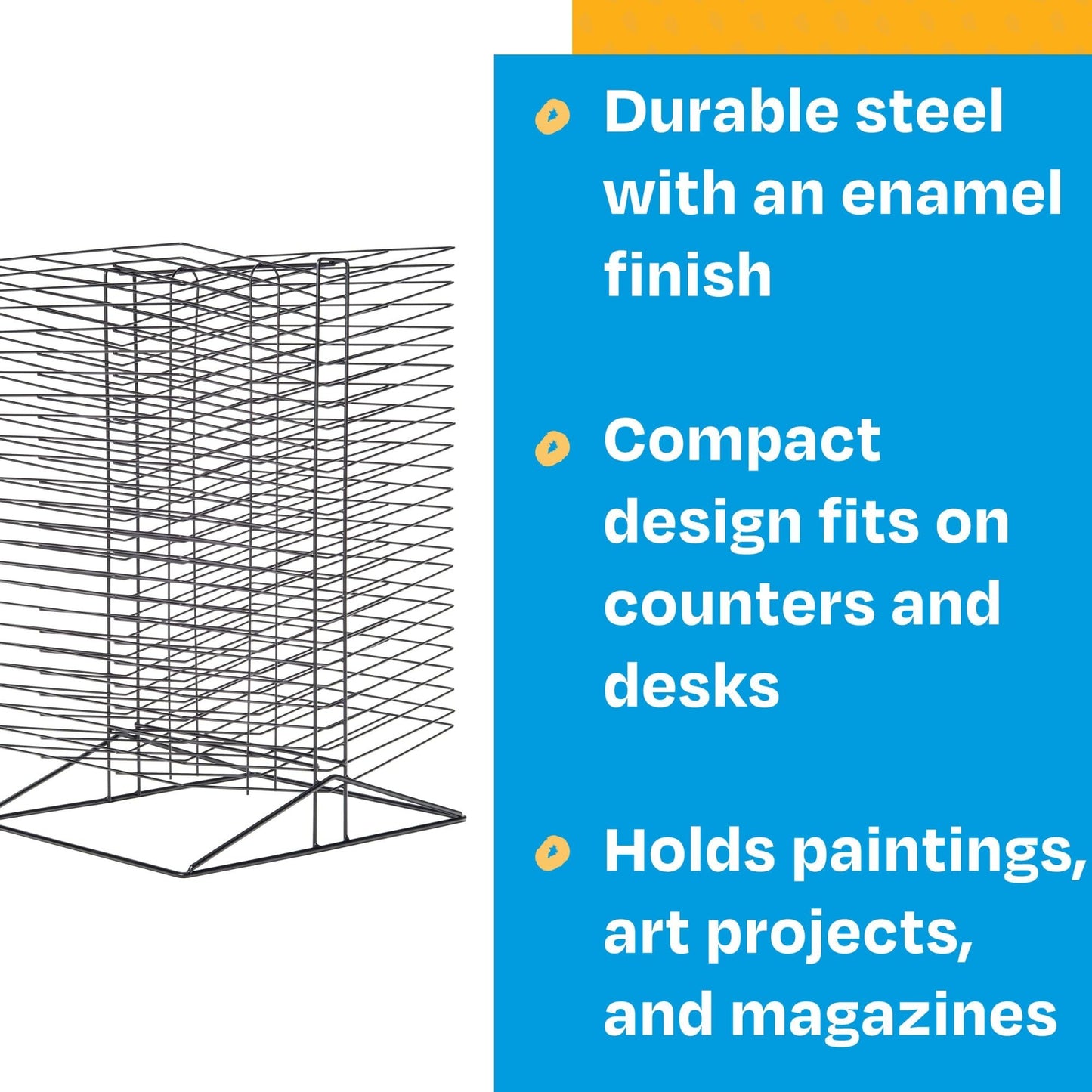 Sax All-Steel Double Sided Wire Drying Rack, 50 Shelves, 17 x 20 x 30 Inches, Steel, Black - 216782
