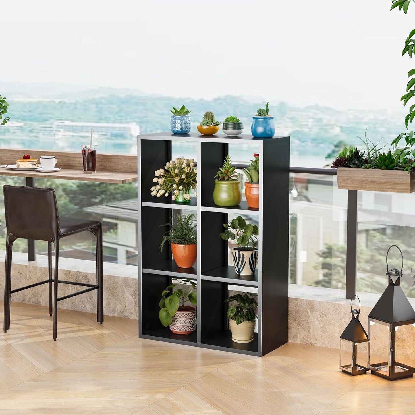 Metal Storage Organizer by [Brand Name] - 6-Cube High-Load Bathroom Shelves | Modern Black Design for Small Spaces