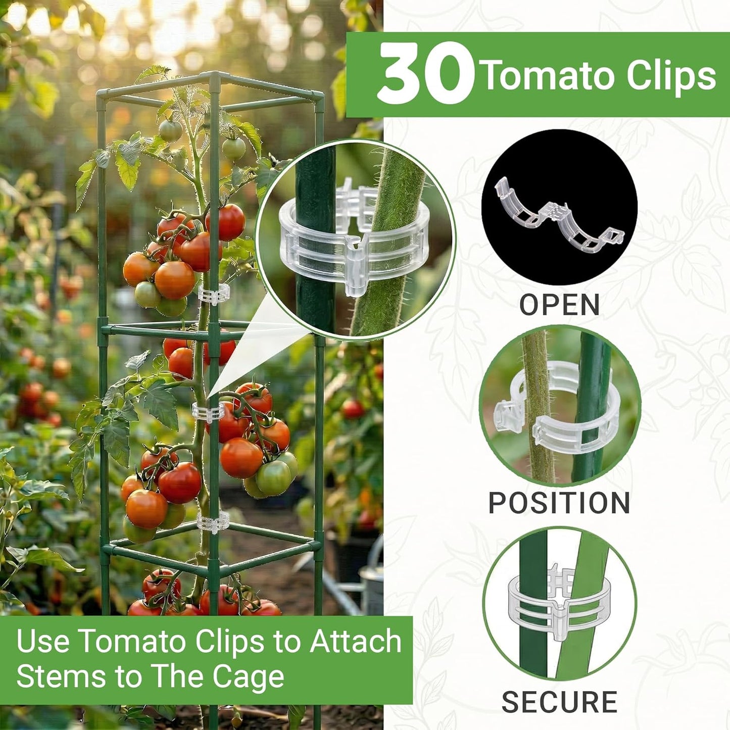 Square Tomato Cage - Durable Plant Support for Vegetables & Climbing Plants | 3 Pack - Up to 41” Tall