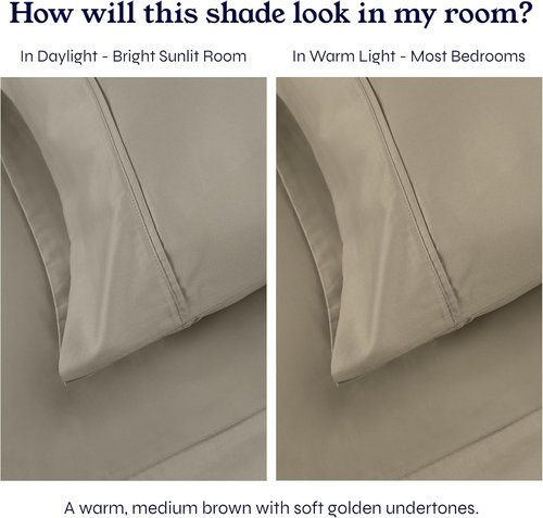 California Design Den Pillowcase Set - 400 Thread Count 100% Cotton Sateen, Soft & Breathable | Queen Size, Taupe - Set of 2
