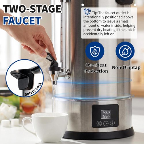 GKFF Hot Water Dispenser, 11L(45 Cups) Hot Water Boiler Urn, 304 Stainless Steel Electric Water Boiler, Digital Temperature Control, Keep Warm, Boil-Dry Protection, for Tea, Coffee & Baby Formula