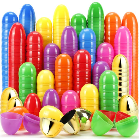 OCTERIC 160Pcs Easter Eggs, 2.3" Fillable Colorful Mix Gold Plastic Easter Eggs Empty for Easter Hunt, Easter Basket Stuffers, Party Favor, Classroom Prize Supplies