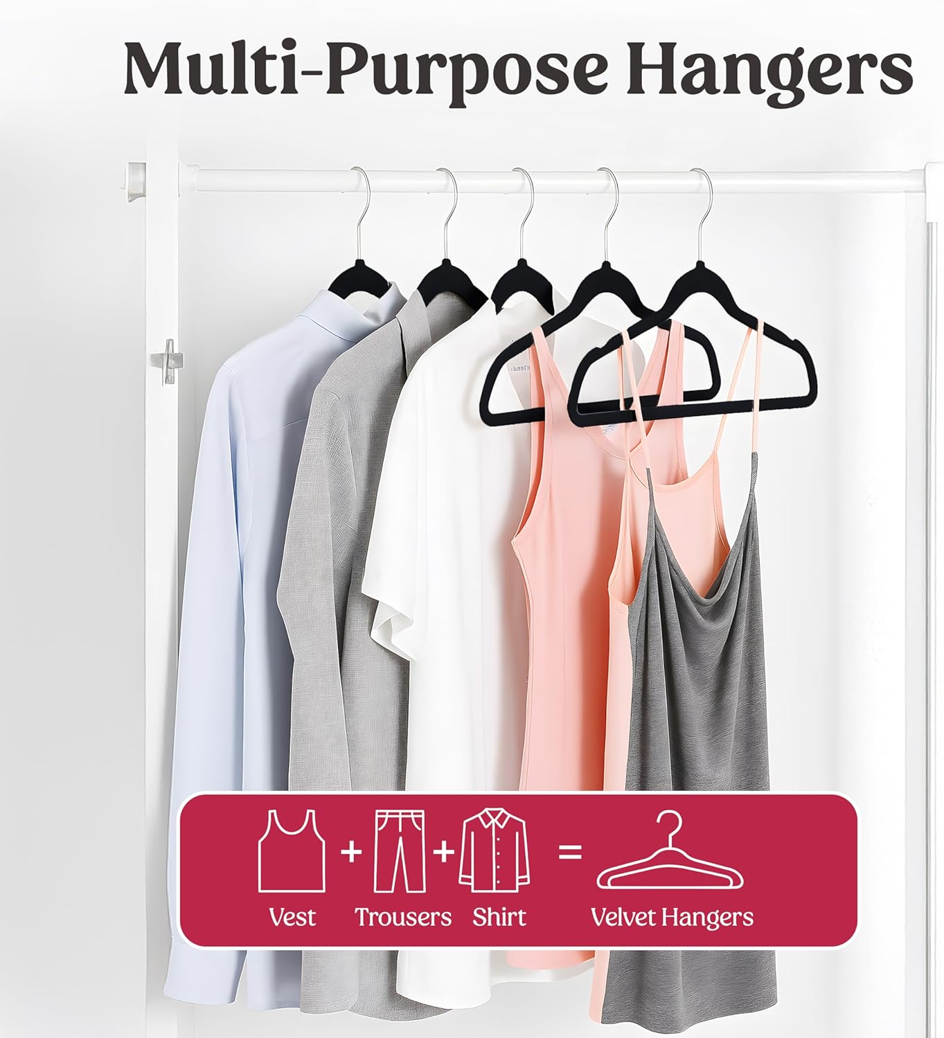 LDC Black Velvet Hangers | 30 Pack Premium Non-Slip Clothes Hangers - Heavy Duty Space-Saving Design
