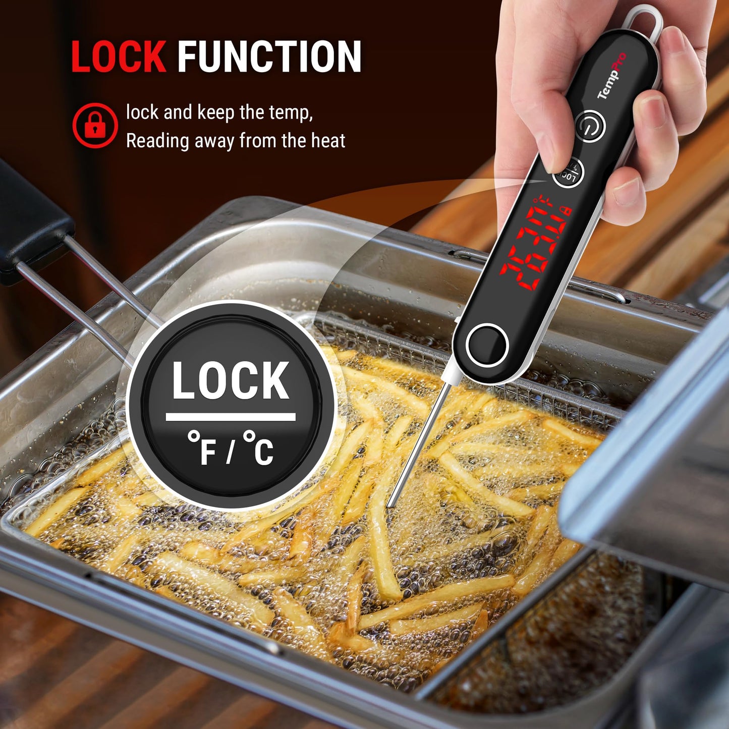 TempPro TP18 Instant Read Meat Thermometer Digital with Thermocouple Sensor, Cooking Food Thermometer for Grill, Smoker, BBQ, Oil Deep Frying, Candy, Kitchen Thermometer (Previously ThermoPro)