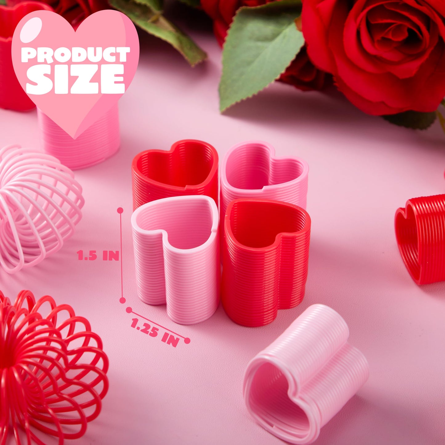 JOYIN 30 Packs Valentine’s Day Party Favors with Mini Springs Toys, Multi-Color Heart Coil Springs Toys, Stress Relief Fidget Toys for Kids Classroom Exchange, School Prize and Goodie Bag Stuffers