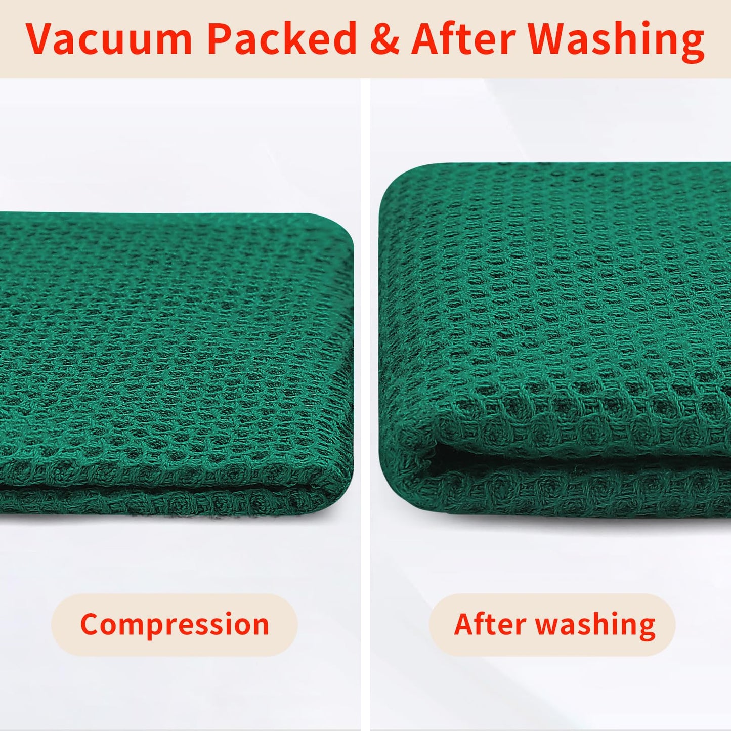 Homaxy 100% Cotton Waffle Weave Kitchen Dish Towels, Ultra Soft Absorbent Quick Drying Cleaning Towel, 13 x 28 Inches, 8-Pack, Dark Green