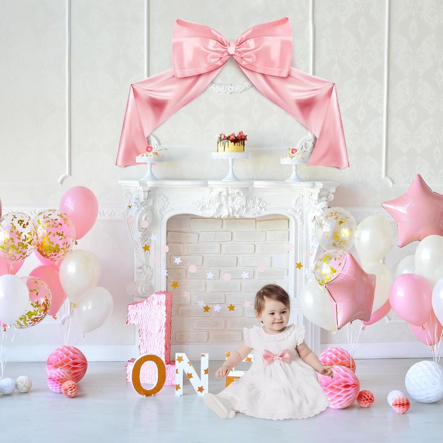 Skiennix Pink Large Bow Decor - Giant Ribbon Tie for Birthday Party & Home Decor | 24 x 36 Inches