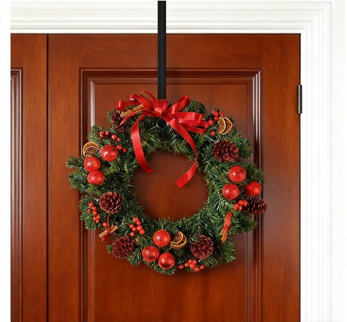 GIRCSS 10" Wreath Hanger for Front Door,Steel Over The Door Hanger Hook,Wreath Door Hanger,Black