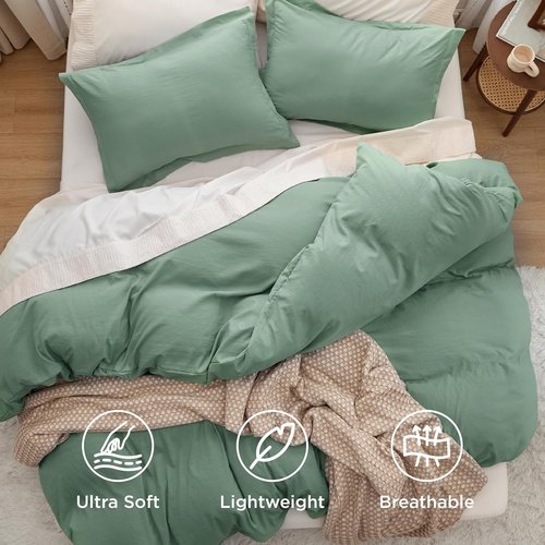 Bedsure Sage Green Duvet Cover Set - Extra Soft Twin/Twin XL Bedding with Zipper Closure & Pillow Sham