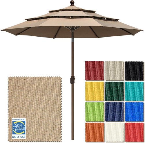 EliteShade USA 9Ft Market Umbrella - 10-Year Non-Fading, Ventilated Design in Heather Beige