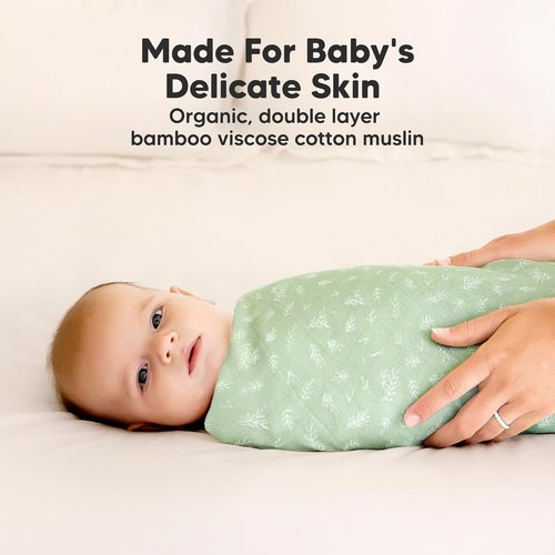 Bloom Organic Baby Swaddle Blankets - 4-Pack Soft & Breathable Muslin Blankets for Newborns