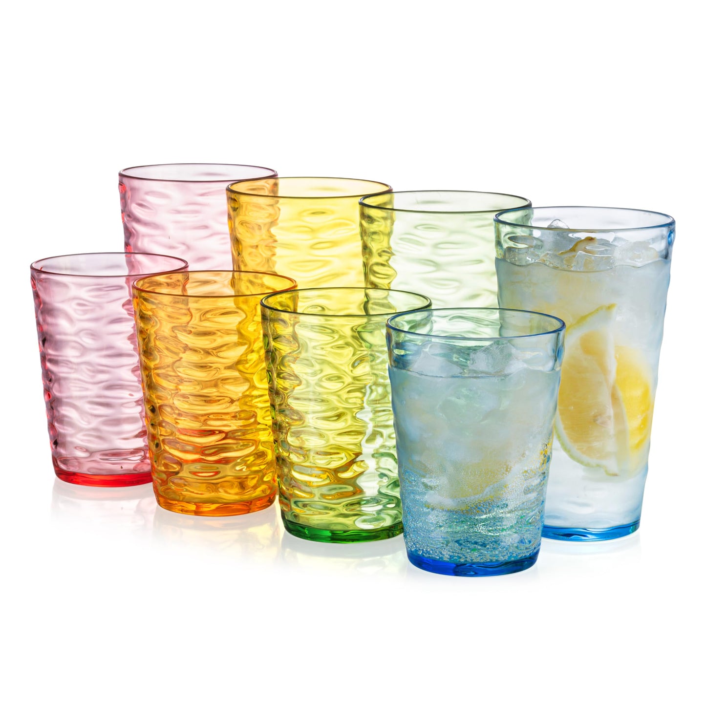 ZAINCA 14-ounce and 20-ounce Plastic Tumblers, Acrylic Drinking Glasses, set of 8 Multicolor Reusable Plastic Cups, Stackable, BPA-Free, Shatter-Proof, Dishwasher-Safe