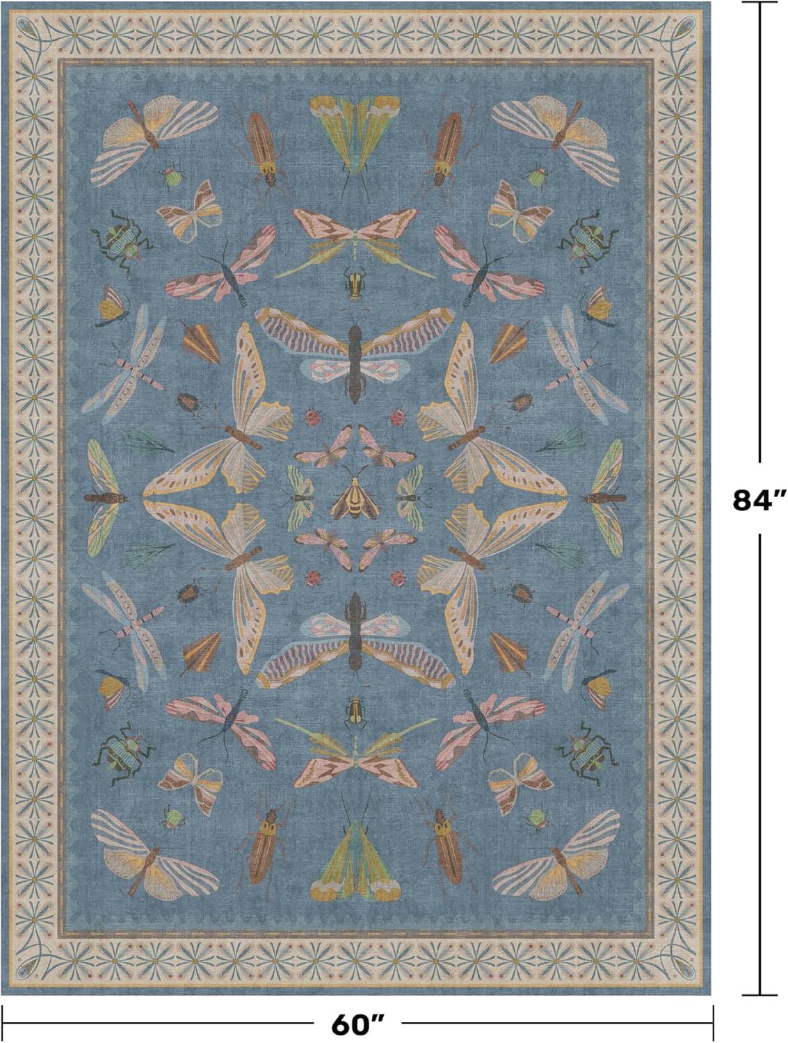 Skiennix Blue Washable Kids Playroom Rug - Super Soft 5x7 Area Rug for Nursery & Toddler Room Decor