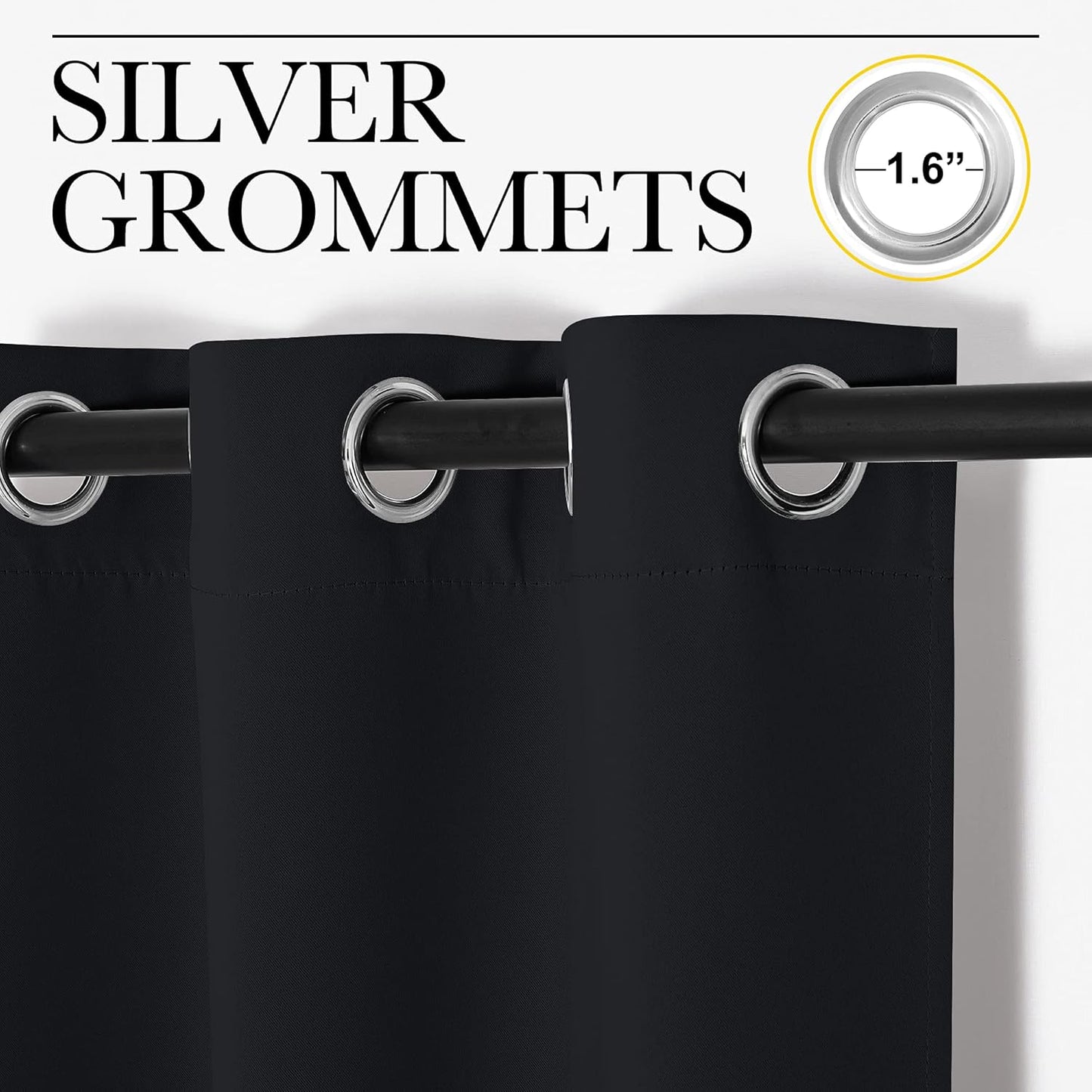 NICETOWN Blackout Curtains - Thermal Insulated Grommet Drapery Panels for Living Room | 2 Panels, 29" x 45", Black