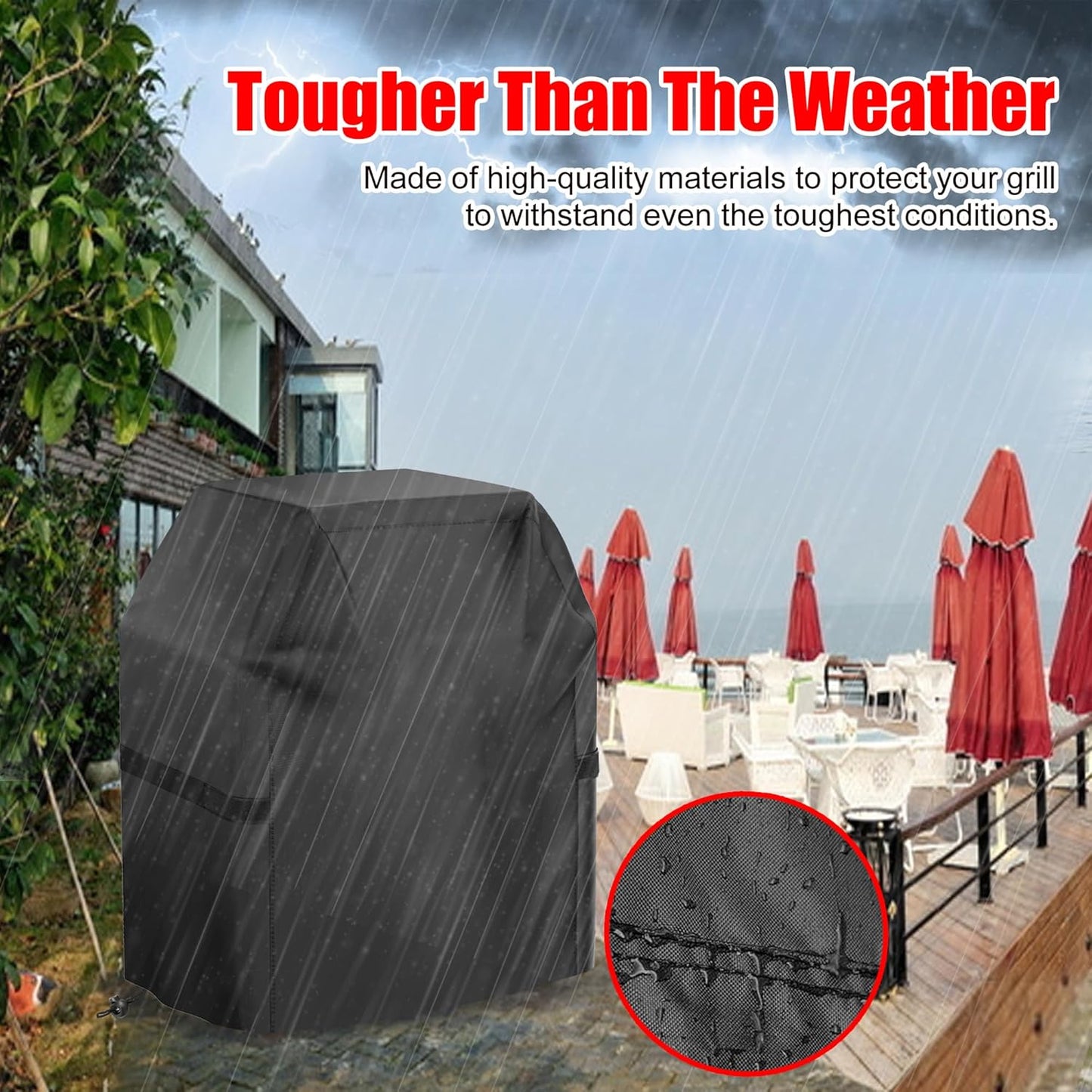 Skiennix 40-Inch Waterproof Gas Grill Cover - Weather Resistant & UV Protected | Black