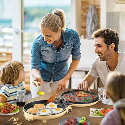 Bear 11.8'' Electric Smokeless Indoor Grill - 1500W Adjustable Temp Quesadilla Maker for All Meals