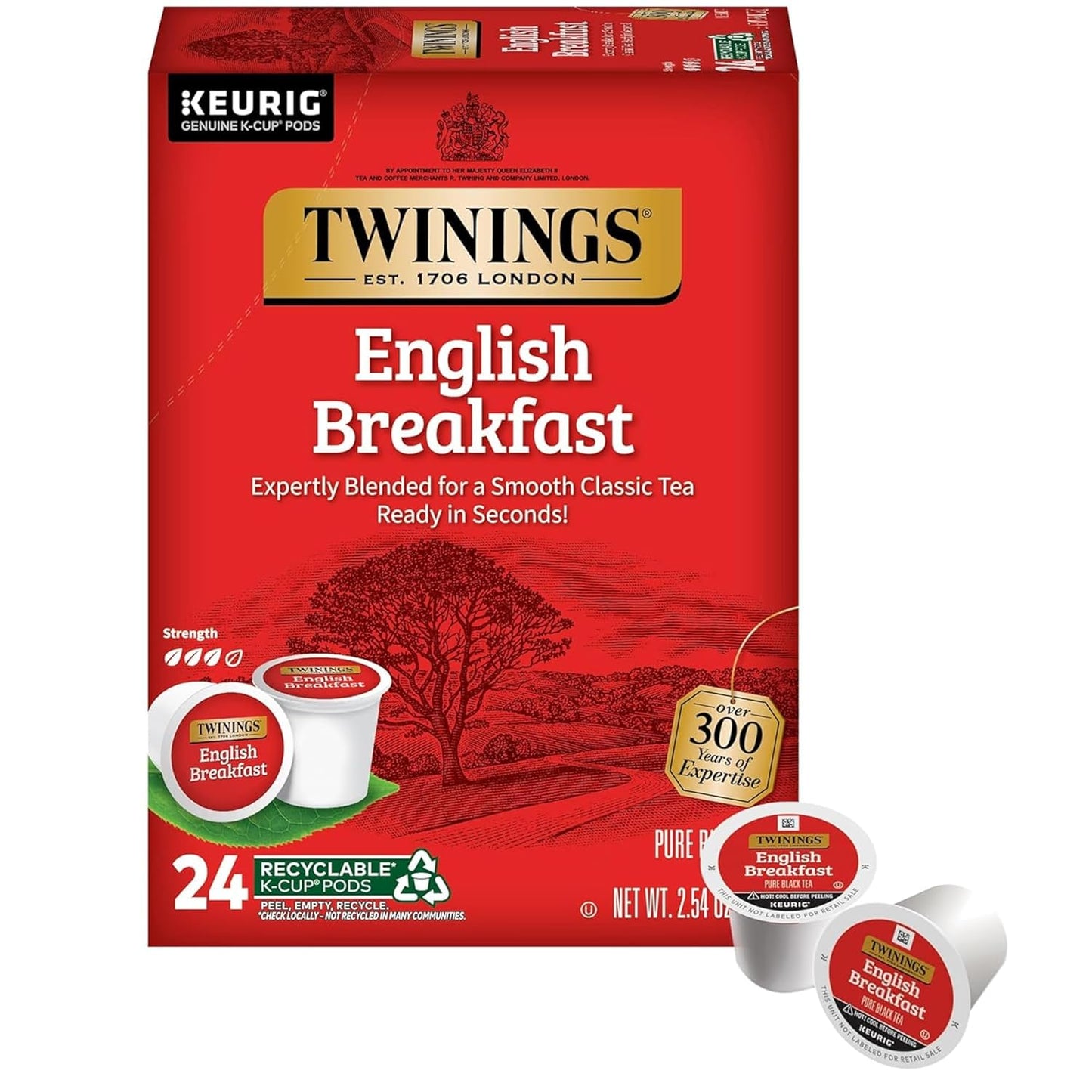 Twinings English Breakfast Black Tea K-Cup Pods - Smooth & Robust Flavor, 24 Count for Keurig