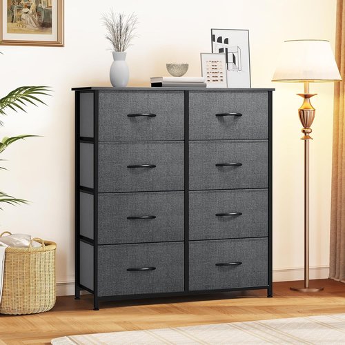 DWVO Fabric Dresser - 8 Spacious Drawers for Bedroom or Living Room Storage Solutions
