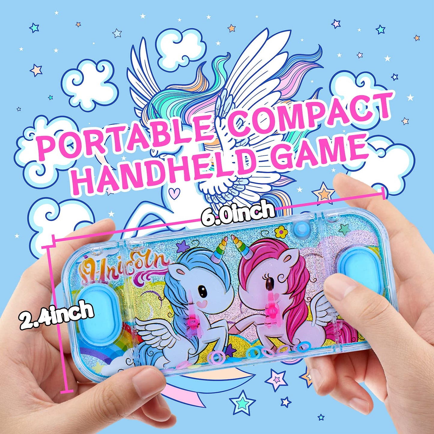 SevenQ Handheld Water Games for Girls, 4 Packs Cute Theme Toss Ring Aqua Toy for Kids Stocking Stuffers