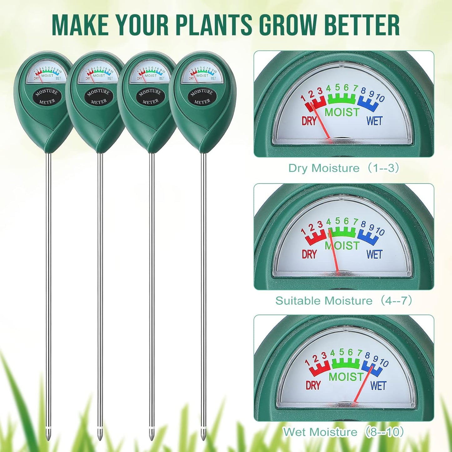 Skiennix Soil Moisture Meter - 15.8 Inch Long Probe for Accurate Plant Watering | Indoor & Outdoor Use