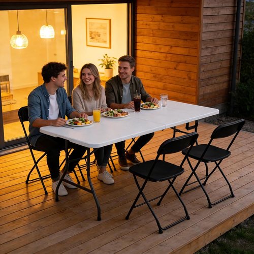 Folding Table 6ft - Heavy-Duty Plastic Utility Table with Handle | Portable & Foldable for Indoor/Outdoor Events