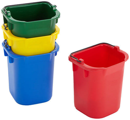 Rubbermaid Commercial Products Multi-Colored Pails, 5 Quart/Liters, Pack of 4, Utility Bucket with Built-in Spout and Handle for Cleaning/Storage/Livestock Feeding/Car Washing