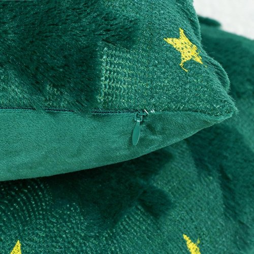 Hongsome Green Christmas Decor - Soft Plush Faux Fur Throw Pillow Covers | 18x18in Set of 2 for Holiday Home Decor