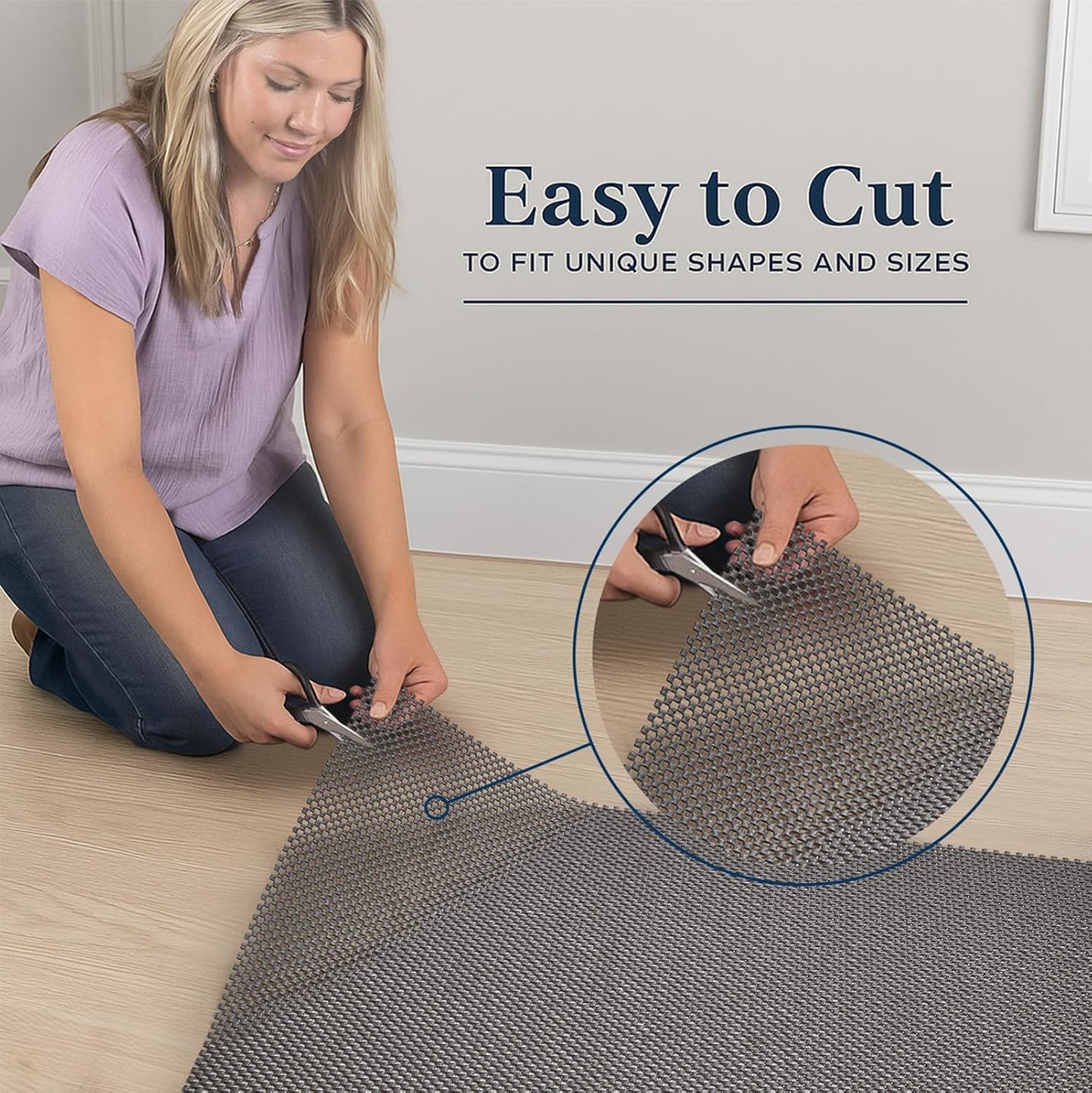 Veken Non-Slip Rug Pad Gripper - Thick Dark Grey 3x5 Ft for Hardwood & Tile Floors