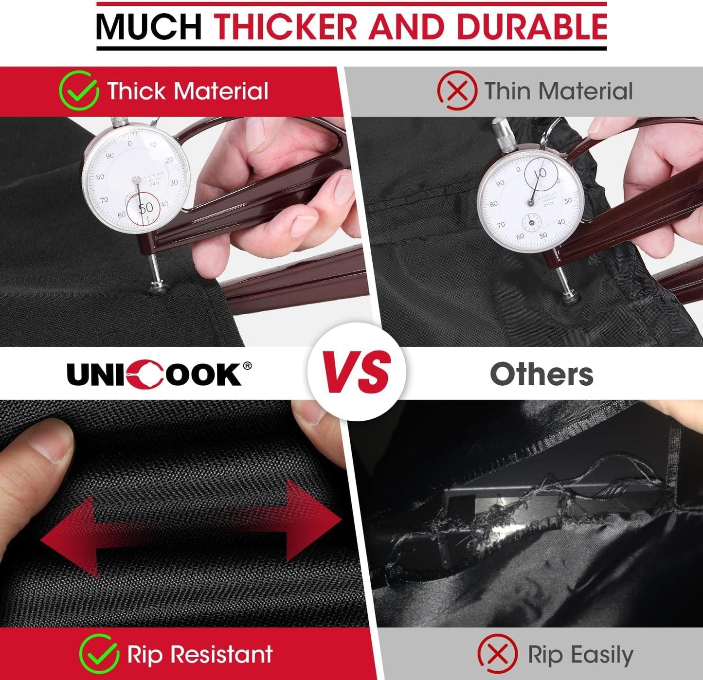 Unicook Heavy Duty BBQ Grill Cover - 65-Inch Waterproof & UV Resistant | Fits Weber, Char-Broil, Nexgrill