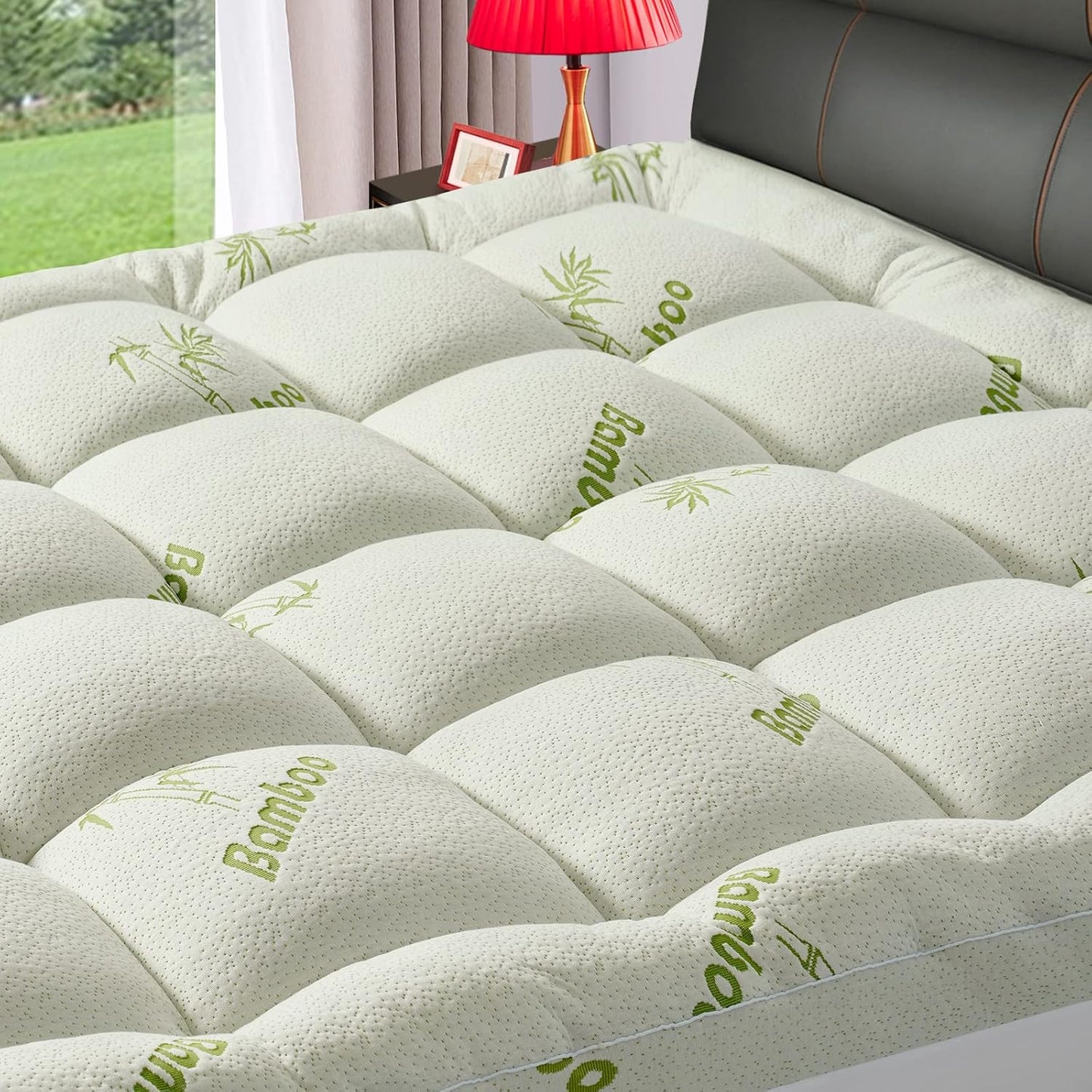 PATSBA King Size Mattress Topper - Premium Viscose Bamboo for Back Pain Relief | Extra Thick 1200 GSM Pillow Top, Deep Pocket Up to 21 Inches (78x80 Inch)