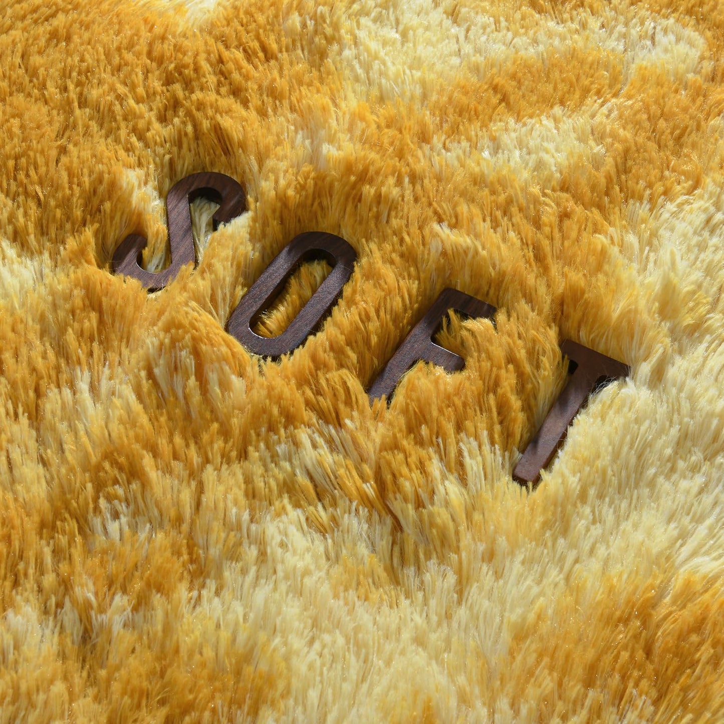 Hutha 5x8 Large Area Rugs for Living Room, Super Soft Fluffy Modern Bedroom Rug, Tie-Dyed Orange Yellow Indoor Shag Fuzzy Carpets for Girls Kids Nursery Room Home Decor