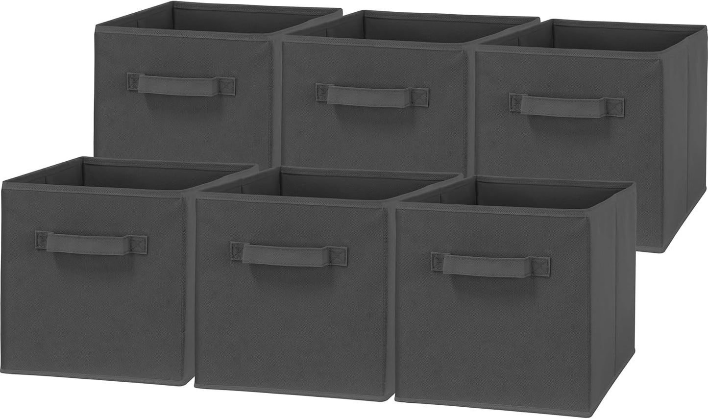Simple Houseware Foldable Cube Storage Bins - 11-Inch Dark Gray Fabric Organizers | 6-Pack for Closet & Shelves