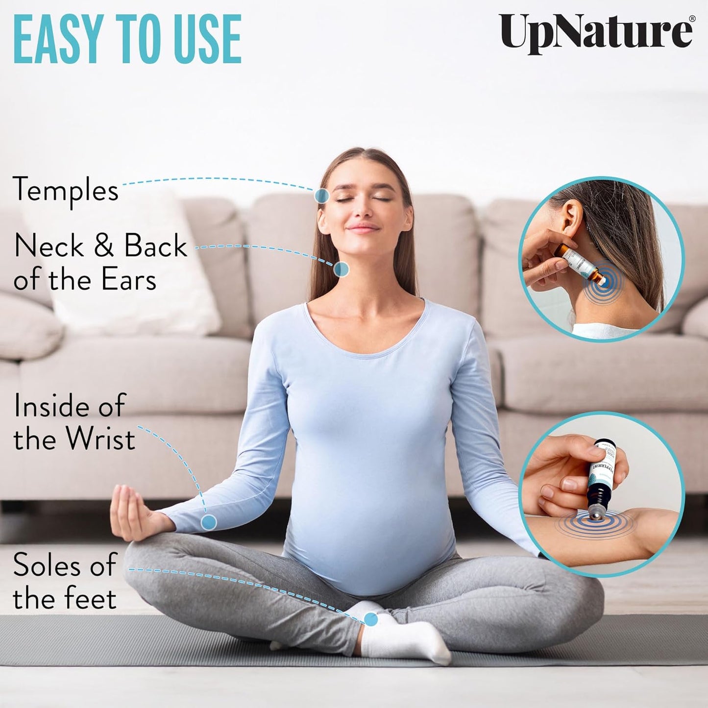 UpNature Peppermint Oil Roll-On - 100% Natural Relief for Nausea & Morning Sickness - Essential Oil for Pregnancy