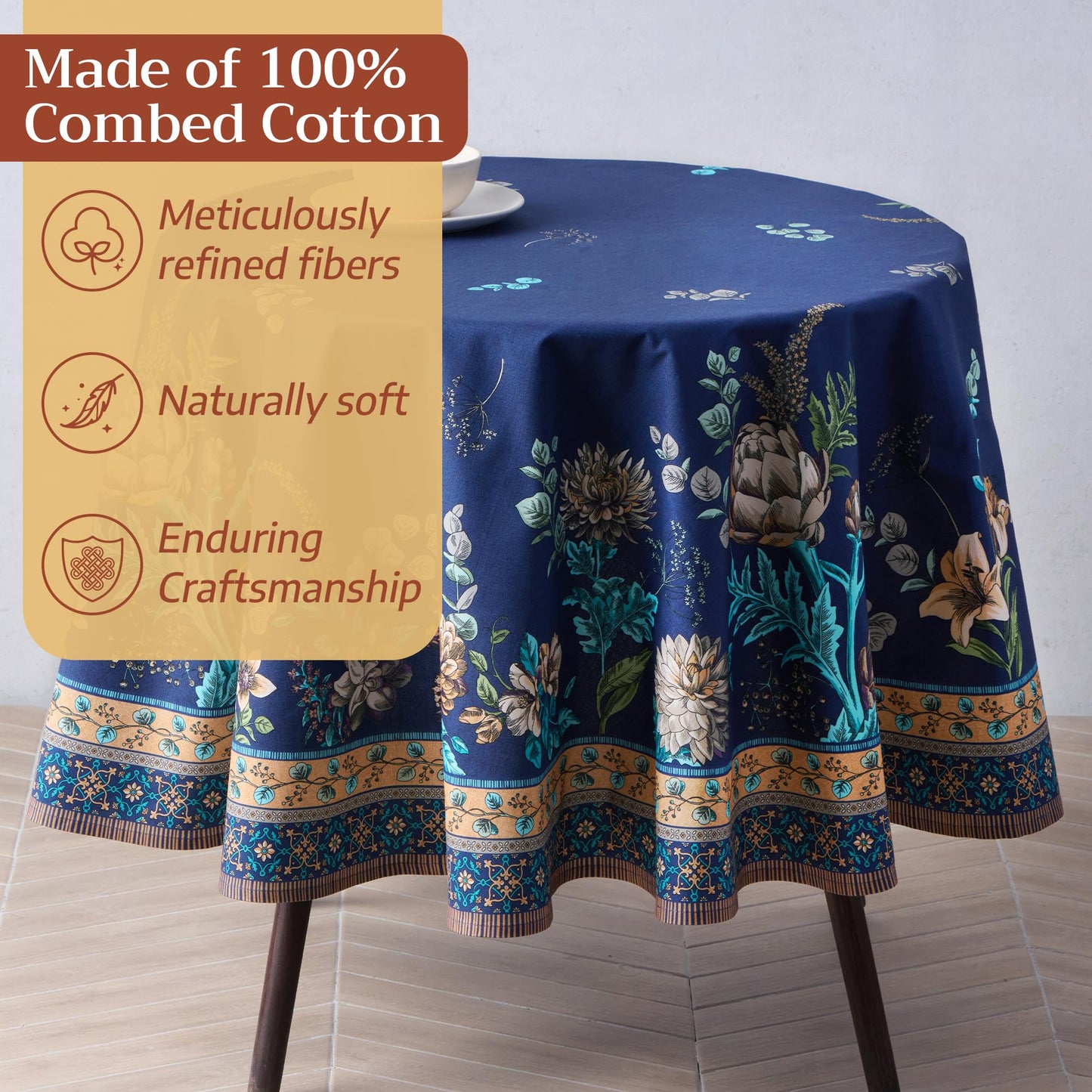 Maison d' Hermine Premium Table Cloth Square Table 100% Combed Cotton 70 x 70 Inches Tablecloth Reusable Decorative for Dining Room, Farmhouse, Home, Party, Festive & Wedding - Artichoke