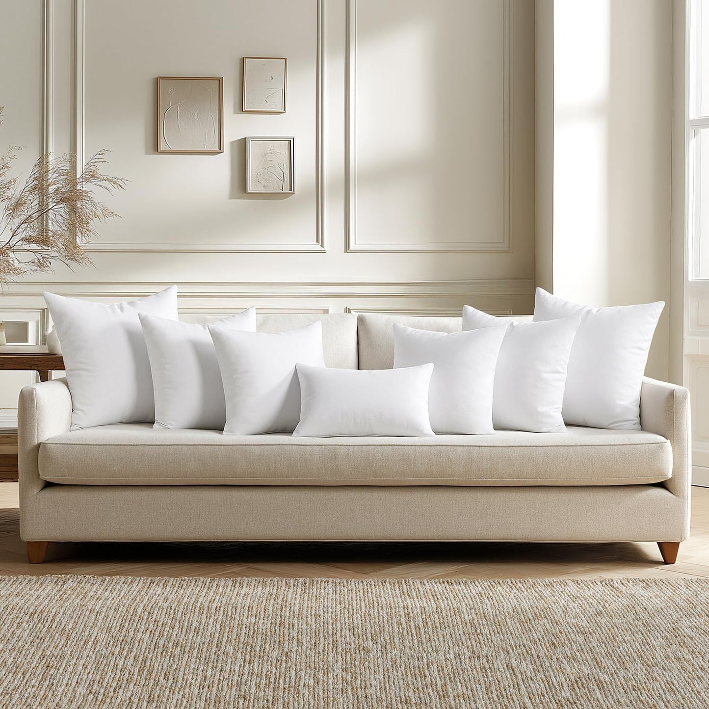 MIULEE Throw Pillow Inserts - Pack of 4 | 22x22 Inch | 100% Virgin Fiber Filling for Ultimate Comfort
