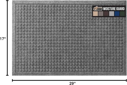 GORILLA GRIP® Ultra Absorbent Front Door Mat - Traps Dirt & Moisture, 29x17 Grey, Stain & Fade Resistant