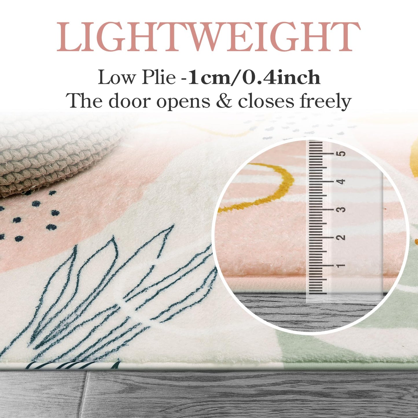 Lahome Pink Carpet for Living Room - 4x6 Area Rug for Bedroom Washable Non-Slip Boho Rug Throw Cute Soft Nursery Kids Rug, Abstract Botanical Print Indoor Rugs for Kitchen Entryway Laundry Dining Room