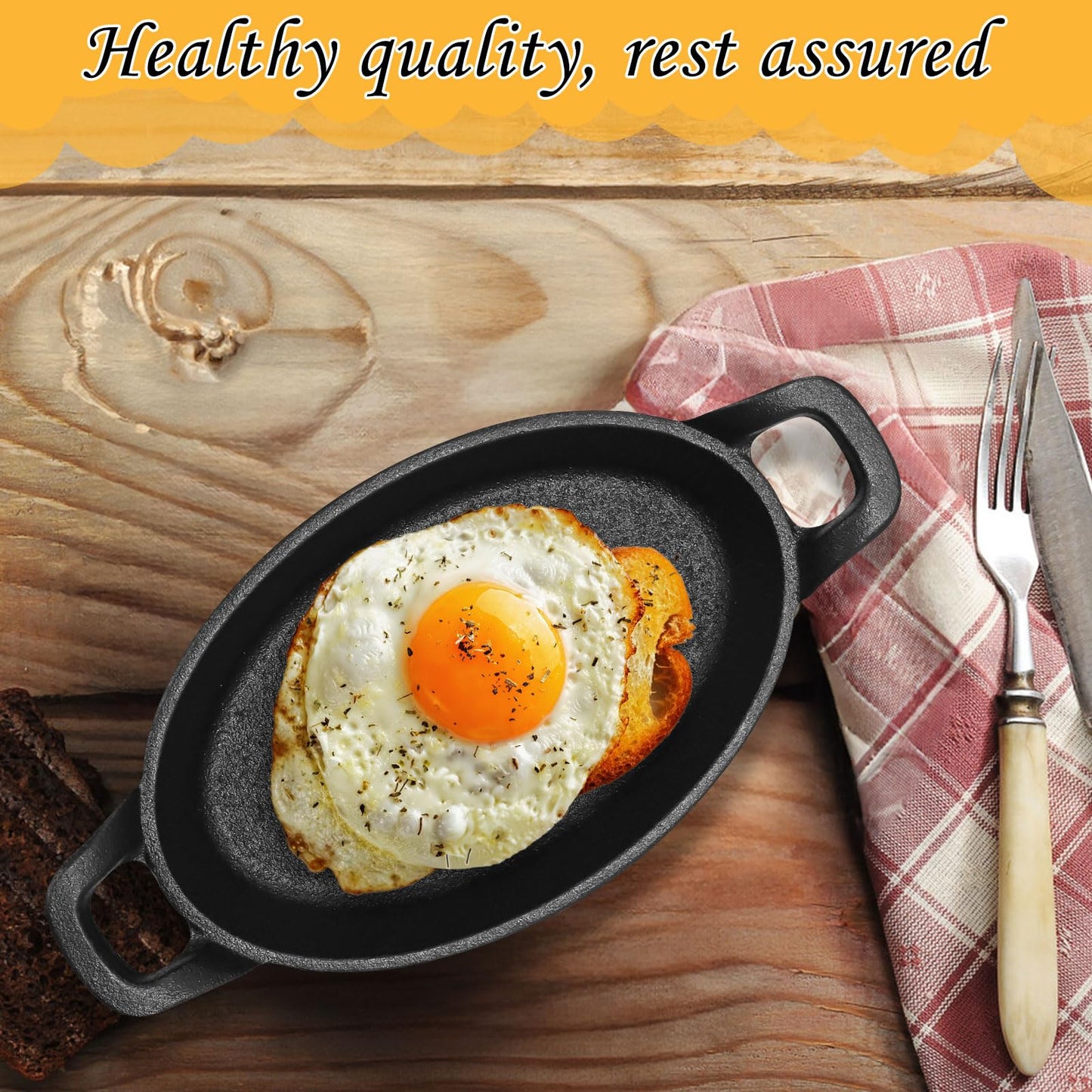 6 Pack Mini Cast Iron Skillets,6 x 3.8 x 1.2 Inch Oval Cast Iron Pan,Small Ramekin Set Black Casserole Dish Cookware Oven Safe Mini Skillets for Kitchen BBQ Indoor Outdoor Picnic