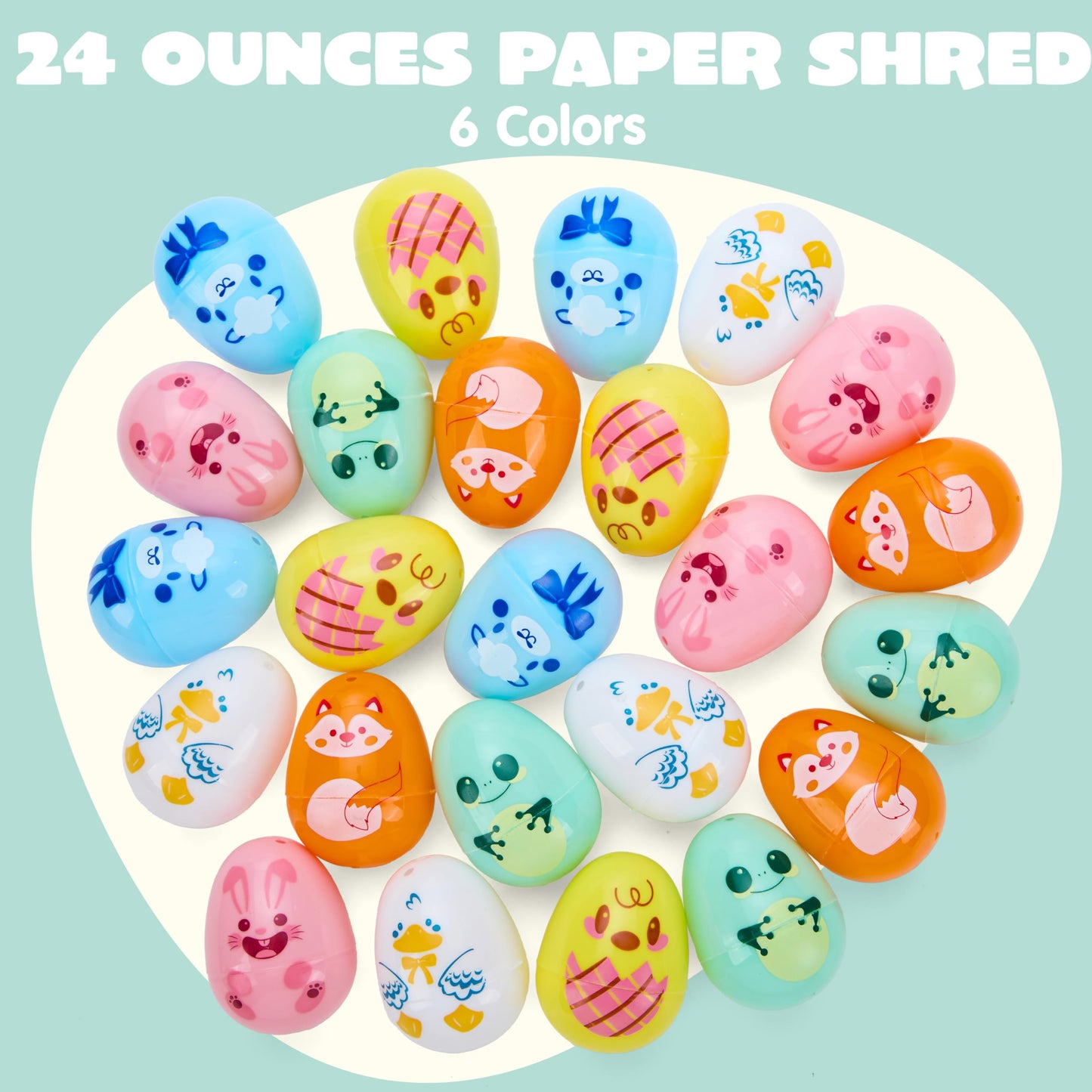 JOYIN 24 PCS Plastic Easter Multicolor Animal Eggs, 2.36" Fillable Eggs with 6 Kinds of Animal Pattern Eggshells for Easter Hunt, Treat Filling, Party Favor, Basket Stuffers, Classroom Prize Supplies
