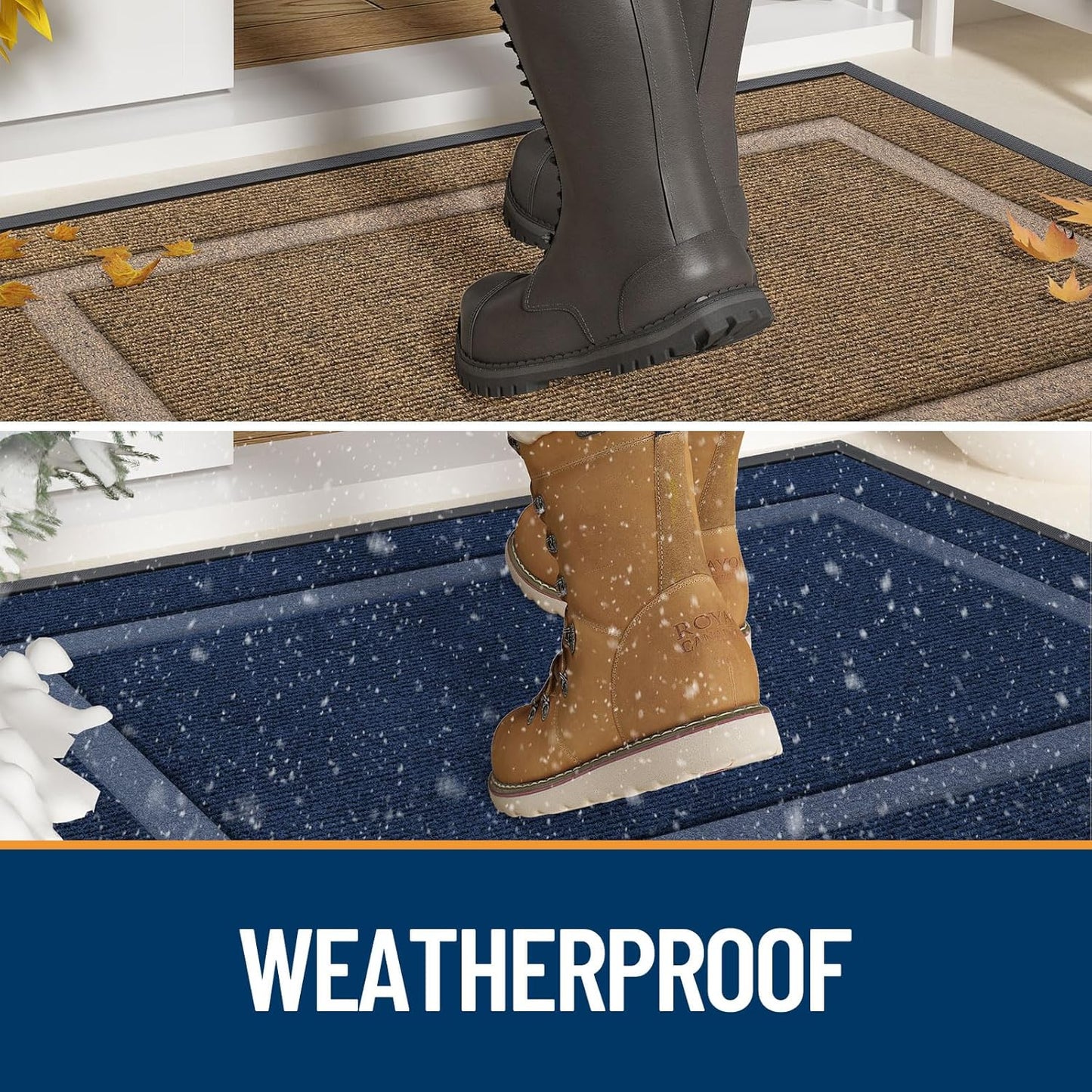OLANLY Waterproof Front Door Mat - All-Season, Fade Resistant, Easy Clean | 36x24 Black Natural Rubber
